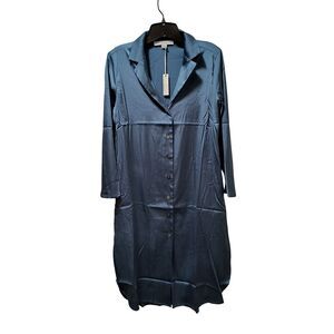 Loyal Hana Paloma Maternity Nightshirt Dress XS Blue Silver Silky NWT Rare